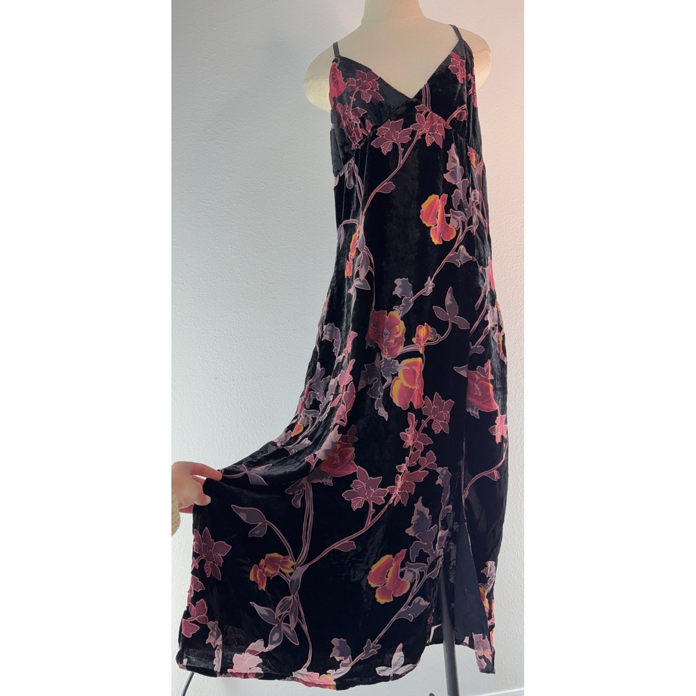 Rachel Zoe Black Floral Burnout Velvet Midi Maxi Dress Whimsigoth FairyGrunge 12